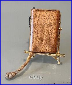 Vintage Antique 1882 Sterling Silver Karelian Birch Vesta Cigarette Case Box Old