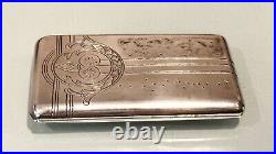 Vintage Antique 1908-17 Russian Etched Silver 84 Gold Wash Cigarette Case Old