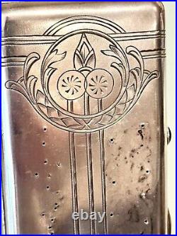 Vintage Antique 1908-17 Russian Etched Silver 84 Gold Wash Cigarette Case Old