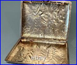 Vintage Antique 1908-17 Russian Silver 84 Gold Wash Samorodok Cigarette Case Old