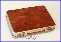 Vintage Antique Bakelite Amber Gold Tone Brass Firing Cigarette Card Holder Case