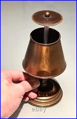 Vintage Antique Brass Copper Lamp Cigarette Holder Safe Trinket Jewelry Box Old