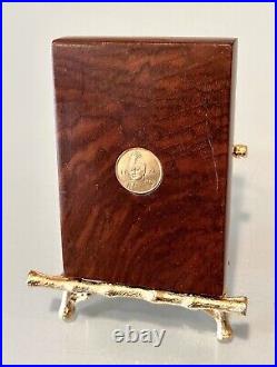 Vintage Antique Carved Wood Karelian Birch Gold Coin Cigarette Trinket Case Box