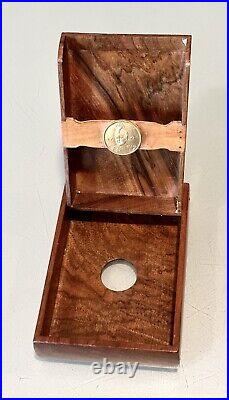 Vintage Antique Carved Wood Karelian Birch Gold Coin Cigarette Trinket Case Box