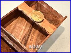 Vintage Antique Carved Wood Karelian Birch Gold Coin Cigarette Trinket Case Box