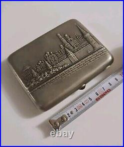 Vintage Antique Cigarette Case Kremlin By Jeweler Mironov Embossed Silver