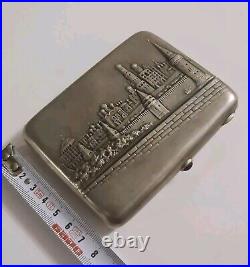 Vintage Antique Cigarette Case Kremlin By Jeweler Mironov Embossed Silver