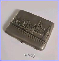 Vintage Antique Cigarette Case Kremlin By Jeweler Mironov Embossed Silver