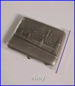 Vintage Antique Cigarette Case Kremlin By Jeweler Mironov Embossed Silver