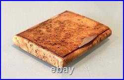 Vintage Antique England Wood Karelian Birch 9K Gold Cigarette Trinket Case Box