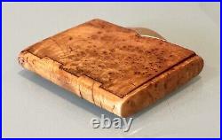 Vintage Antique England Wood Karelian Birch 9K Gold Cigarette Trinket Case Box