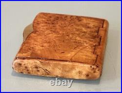 Vintage Antique England Wood Karelian Birch 9K Gold Cigarette Trinket Case Box