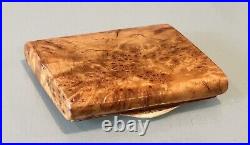 Vintage Antique England Wood Karelian Birch 9K Gold Cigarette Trinket Case Box