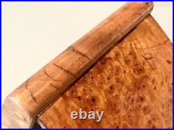 Vintage Antique England Wood Karelian Birch 9K Gold Cigarette Trinket Case Box