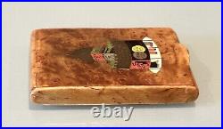 Vintage Antique France Art Deco Carved Wood Karelian Birch Cigarette Holder Case