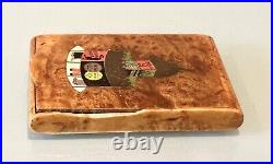 Vintage Antique France Art Deco Carved Wood Karelian Birch Cigarette Holder Case