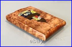 Vintage Antique France Art Deco Carved Wood Karelian Birch Cigarette Holder Case