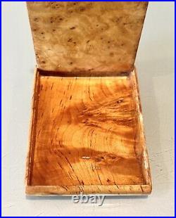 Vintage Antique France Art Deco Carved Wood Karelian Birch Cigarette Holder Case