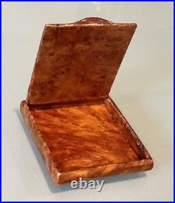 Vintage Antique France Art Deco Carved Wood Karelian Birch Cigarette Holder Case