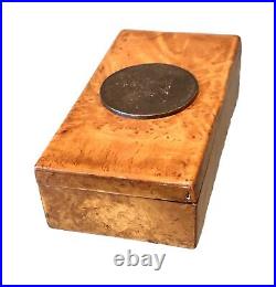 Vintage Antique French Republic Silver Medal Karelian Birch Cigarette Cigar Box