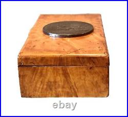 Vintage Antique French Republic Silver Medal Karelian Birch Cigarette Cigar Box