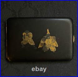 Vintage Antique Japanese Cigarette Card Case Damascene 24k Gold