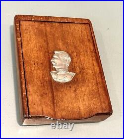 Vintage Antique Russian Soviet Stalin Image Prison Jail Wood Cigarette Case