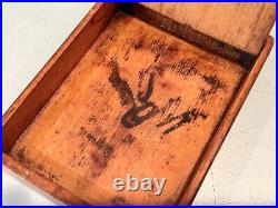 Vintage Antique Russian Soviet Stalin Image Prison Jail Wood Cigarette Case