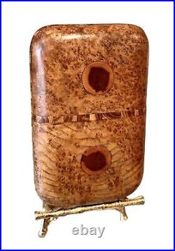 Vintage Antique Stacked Wood Karelian Birch Travel Cigarette Cigar Case Box