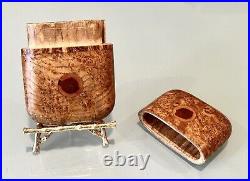 Vintage Antique Stacked Wood Karelian Birch Travel Cigarette Cigar Case Box