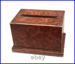 Vintage Antique Wood Karelian Birch Sterling Silver Inlay Cigarette Case Box