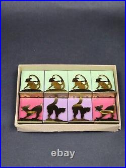 Vintage Art Deco Animal Matchbox/Cigarette Holder Lot Of 8 In Original Box