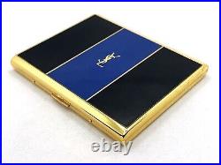 Vintage! Auth YVES SAINT LAURENT YSL Logo Cigarette Holder Case Gold Black Blue