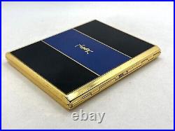 Vintage! Auth YVES SAINT LAURENT YSL Logo Cigarette Holder Case Gold Black Blue