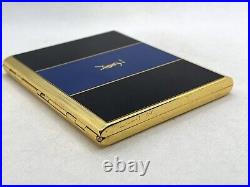 Vintage! Auth YVES SAINT LAURENT YSL Logo Cigarette Holder Case Gold Black Blue