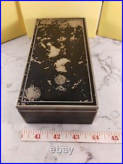 Vintage Bauhaus Suprematism Deco Enamel Large Cigarette Case Black Gold/brass