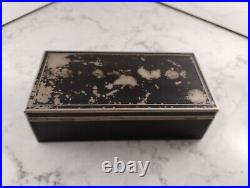 Vintage Bauhaus Suprematism Deco Enamel Large Cigarette Case Black Gold/brass