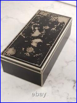 Vintage Bauhaus Suprematism Deco Enamel Large Cigarette Case Black Gold/brass