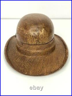 Vintage Brown Derby Hollywood Carved Wood Hat Matchbook/Cigarette/Trinket Box