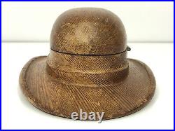 Vintage Brown Derby Hollywood Carved Wood Hat Matchbook/Cigarette/Trinket Box