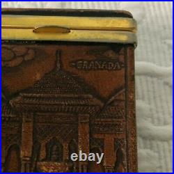 Vintage Brown Leather Decorative GRENADA Cigarette Case