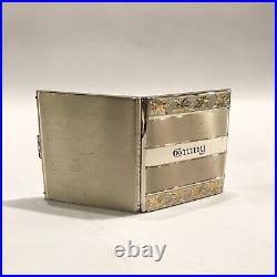 Vintage Brushed Sterling Silver Brilliant Cut Monogrammed Cigarette Case