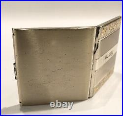 Vintage Brushed Sterling Silver Brilliant Cut Monogrammed Cigarette Case