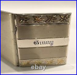 Vintage Brushed Sterling Silver Brilliant Cut Monogrammed Cigarette Case