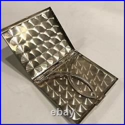 Vintage Brushed Sterling Silver Brilliant Cut Monogrammed Cigarette Case