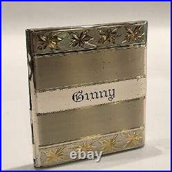 Vintage Brushed Sterling Silver Brilliant Cut Monogrammed Cigarette Case