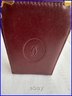 Vintage CARTIER Logo Leather Cigarette Case Cover Pouch Burgundy