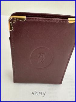 Vintage CARTIER Logo Leather Cigarette Case Cover Pouch Burgundy