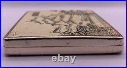 Vintage Carved Leather Japanese Pagoda Cigarette Case Made in Japan