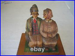 Vintage Carved Wood Wooden Couple Mechanical Music Cigarette Dispenser Box